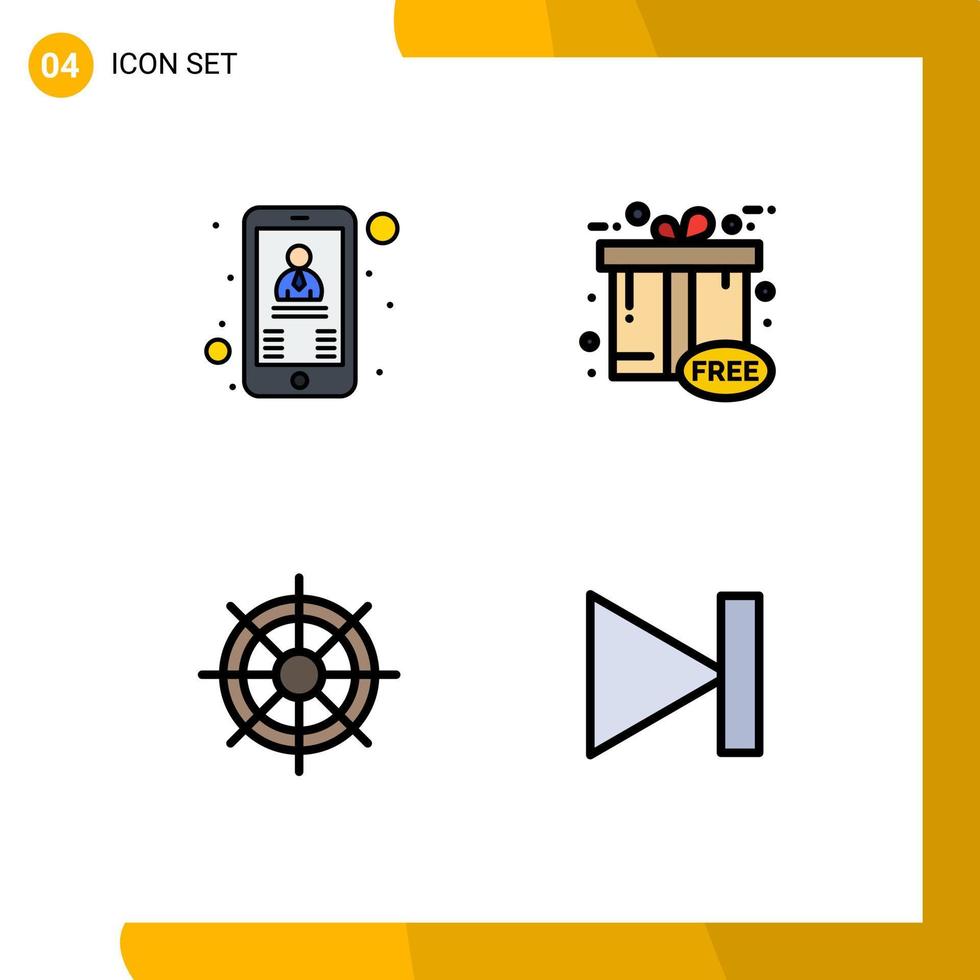 4 4 creativo íconos moderno señales y símbolos de contacto Embarcacion jefe gratis rueda editable vector diseño elementos