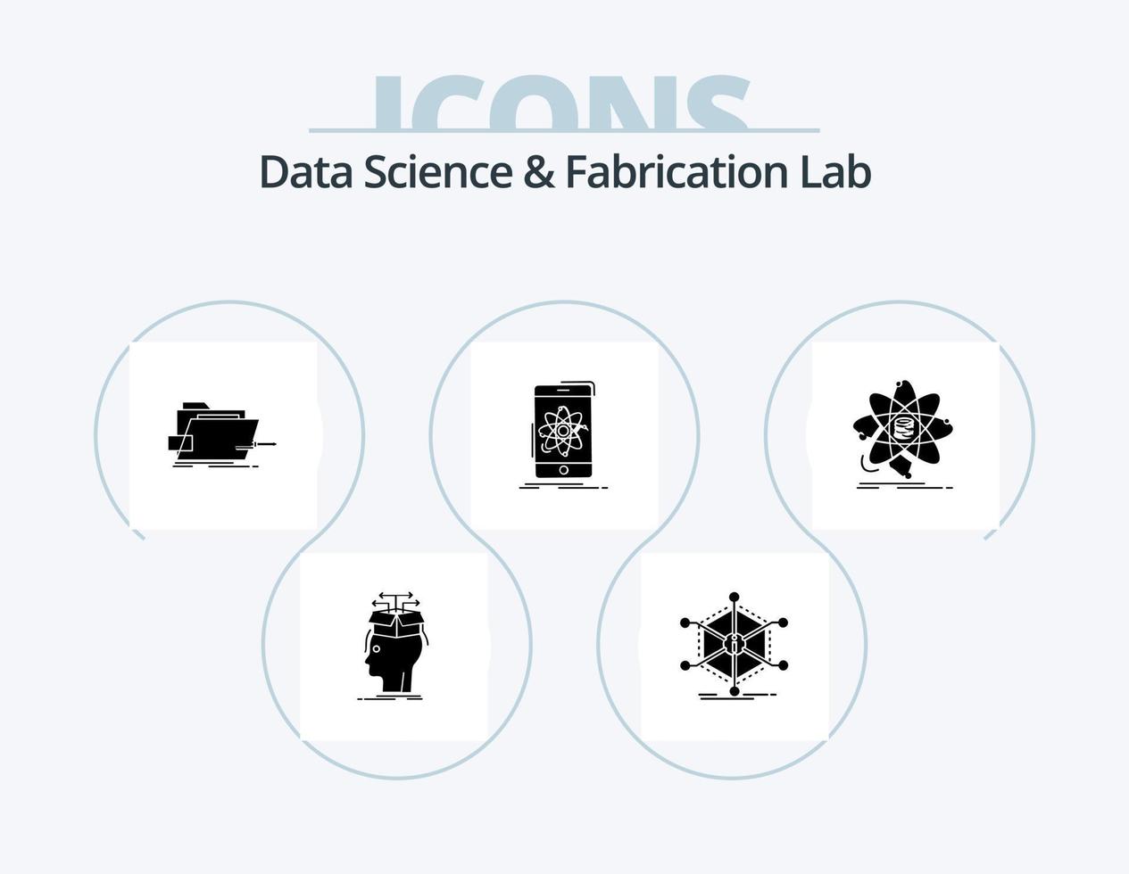 Data Science And Fabrication Lab Glyph Icon Pack 5 Icon Design. mobile. data. information. technical. skrewdriver vector