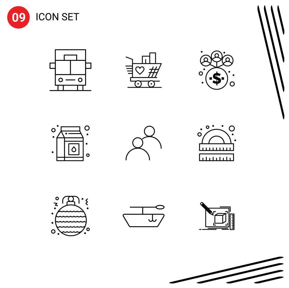 Editable Vector Line Pack of 9 Simple Outlines of drawing avatar management looked pack Editable Vector Design Elements