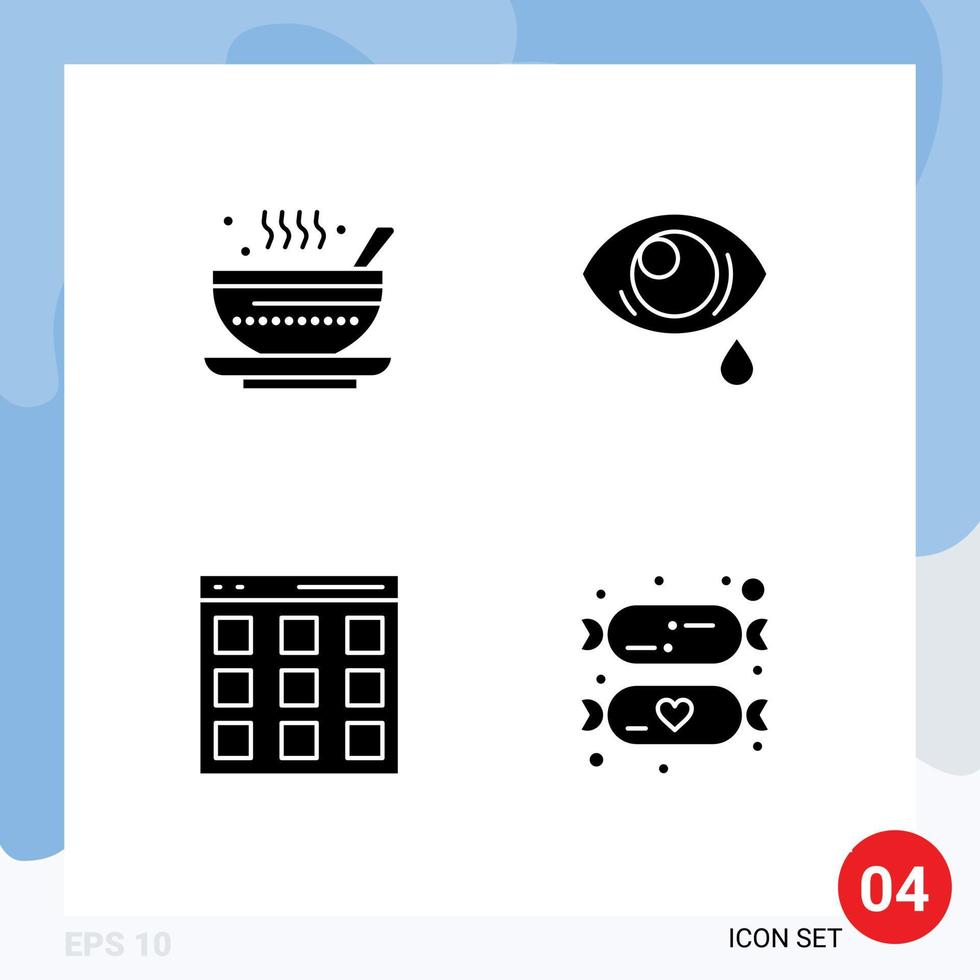 Modern Set of Solid Glyphs and symbols such as soup communication tea droop isotope Editable Vector Design Elements