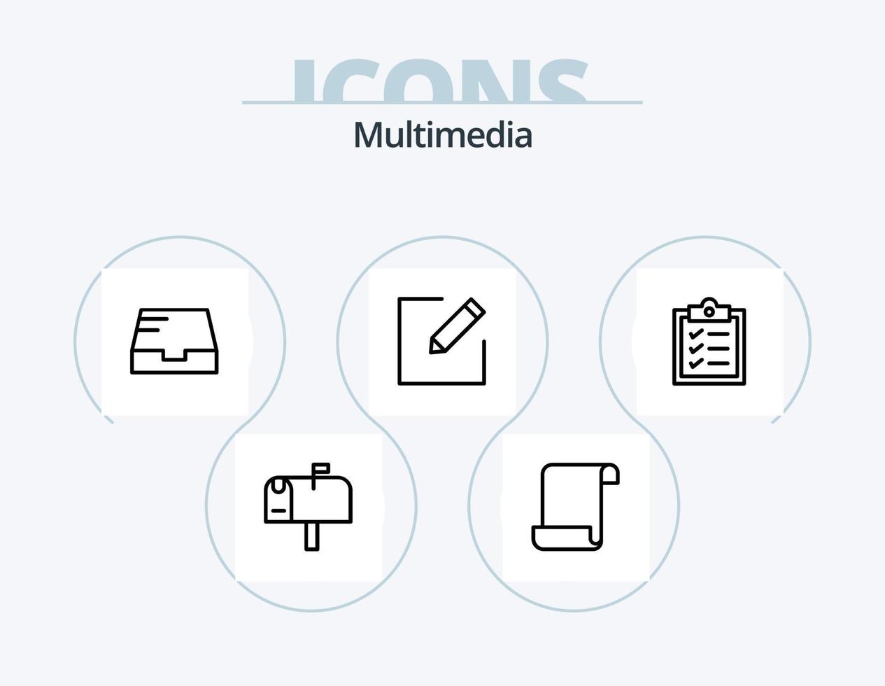 Multimedia Line Icon Pack 5 Icon Design. . . event. message. alert vector