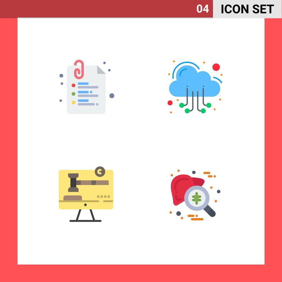 Modern Set of 4 Flat Icons Pictograph of paper copyright back to school server law Editable Vector Design Elements