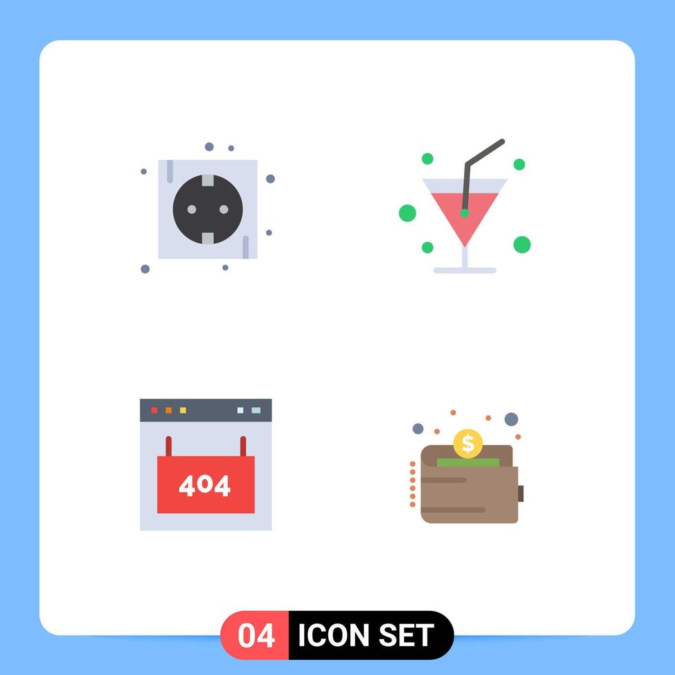 Flat Icon Pack of 4 Universal Symbols of board interface plug glass seo Editable Vector Design Elements