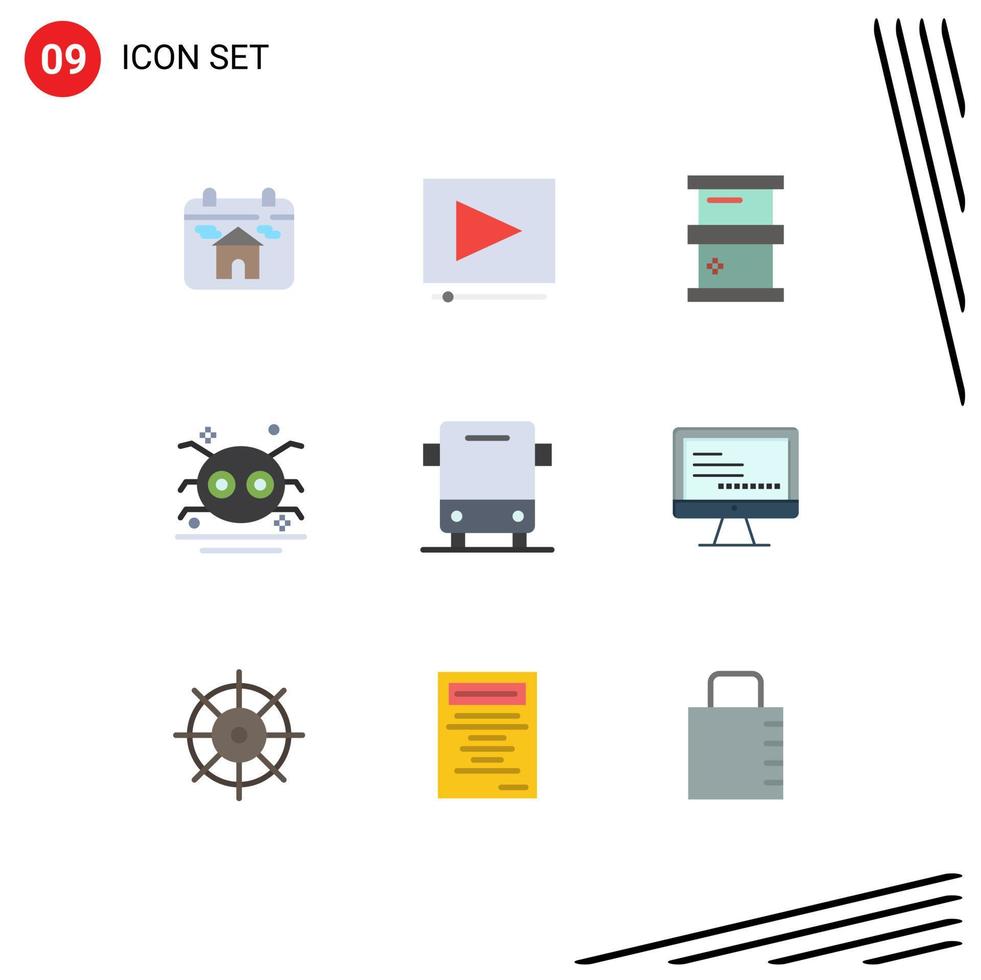 9 Flat Color concept for Websites Mobile and Apps car spooky biology spider holiday Editable Vector Design Elements