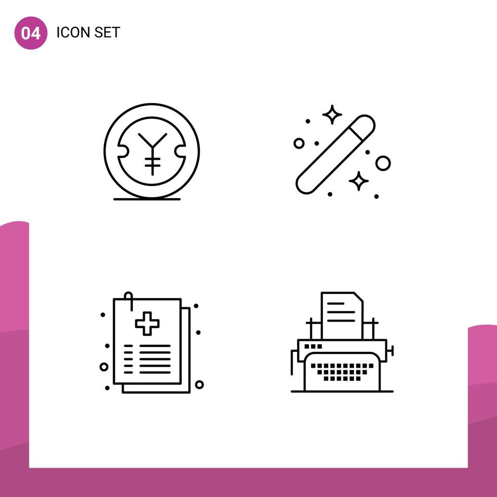 Set of 4 Modern UI Icons Symbols Signs for coin document money designing medical Editable Vector Design Elements