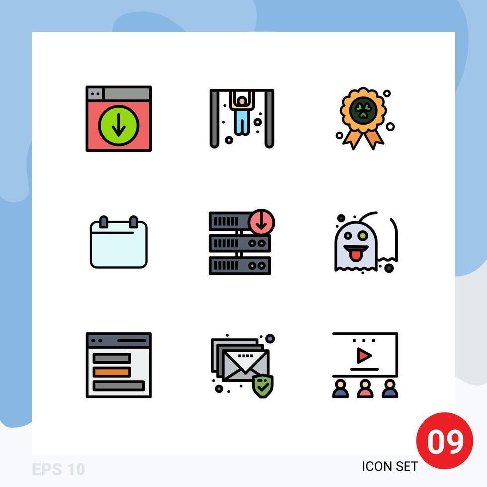 Set of 9 Modern UI Icons Symbols Signs for server downgrade downgrade award year day Editable Vector Design Elements