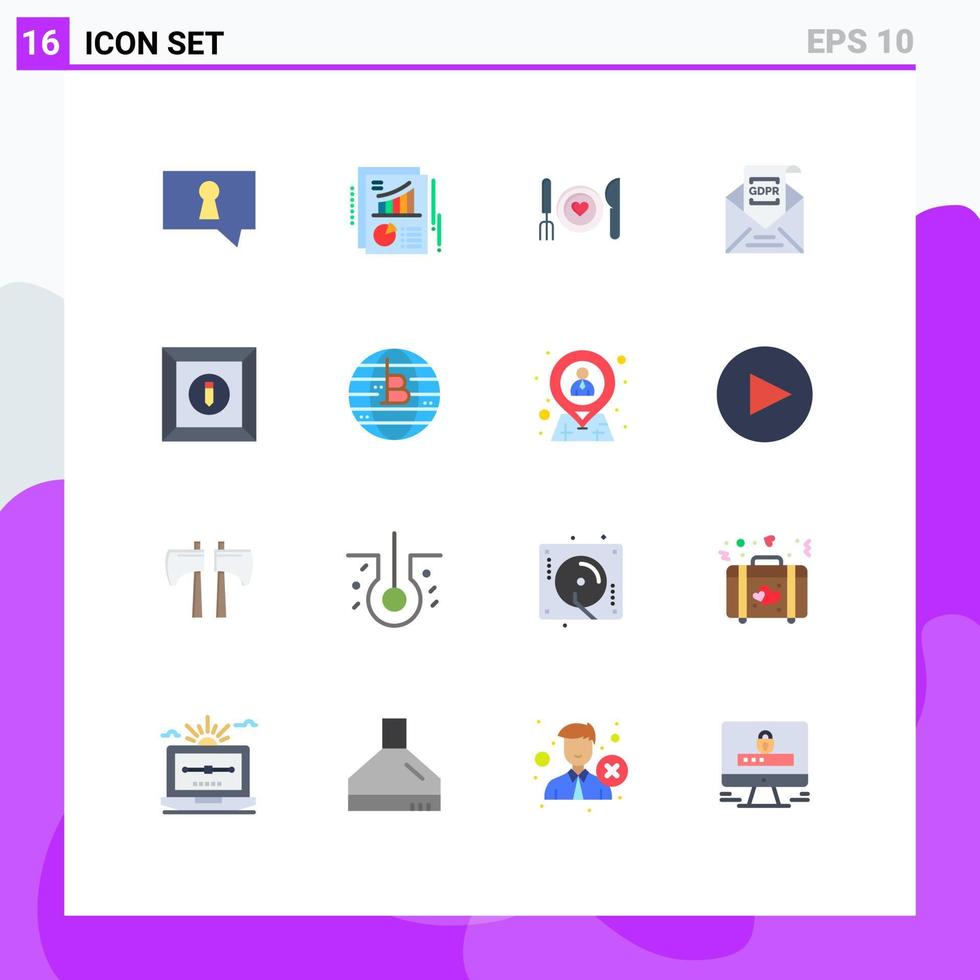 User Interface Pack of 16 Basic Flat Colors of box gdpr romantic european commission Editable Pack of Creative Vector Design Elements