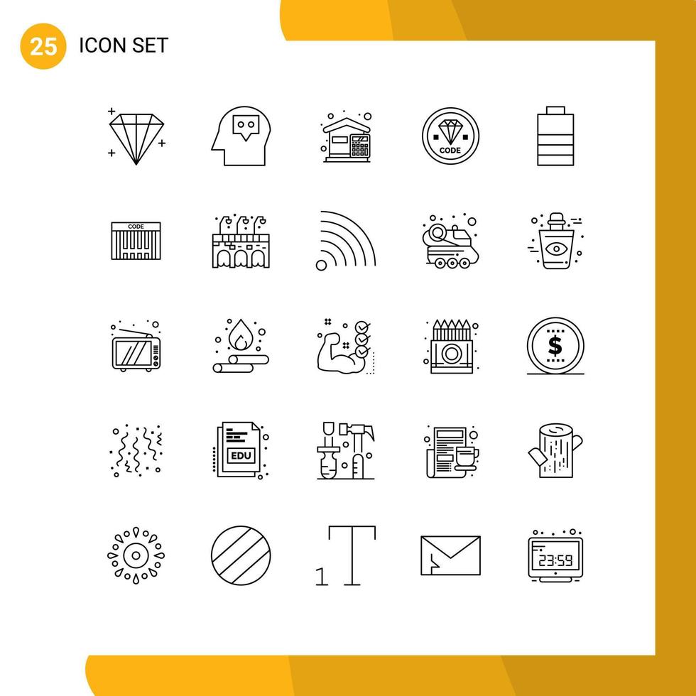 móvil interfaz línea conjunto de 25 pictogramas de eléctrico programación costos desarrollo codificación editable vector diseño elementos