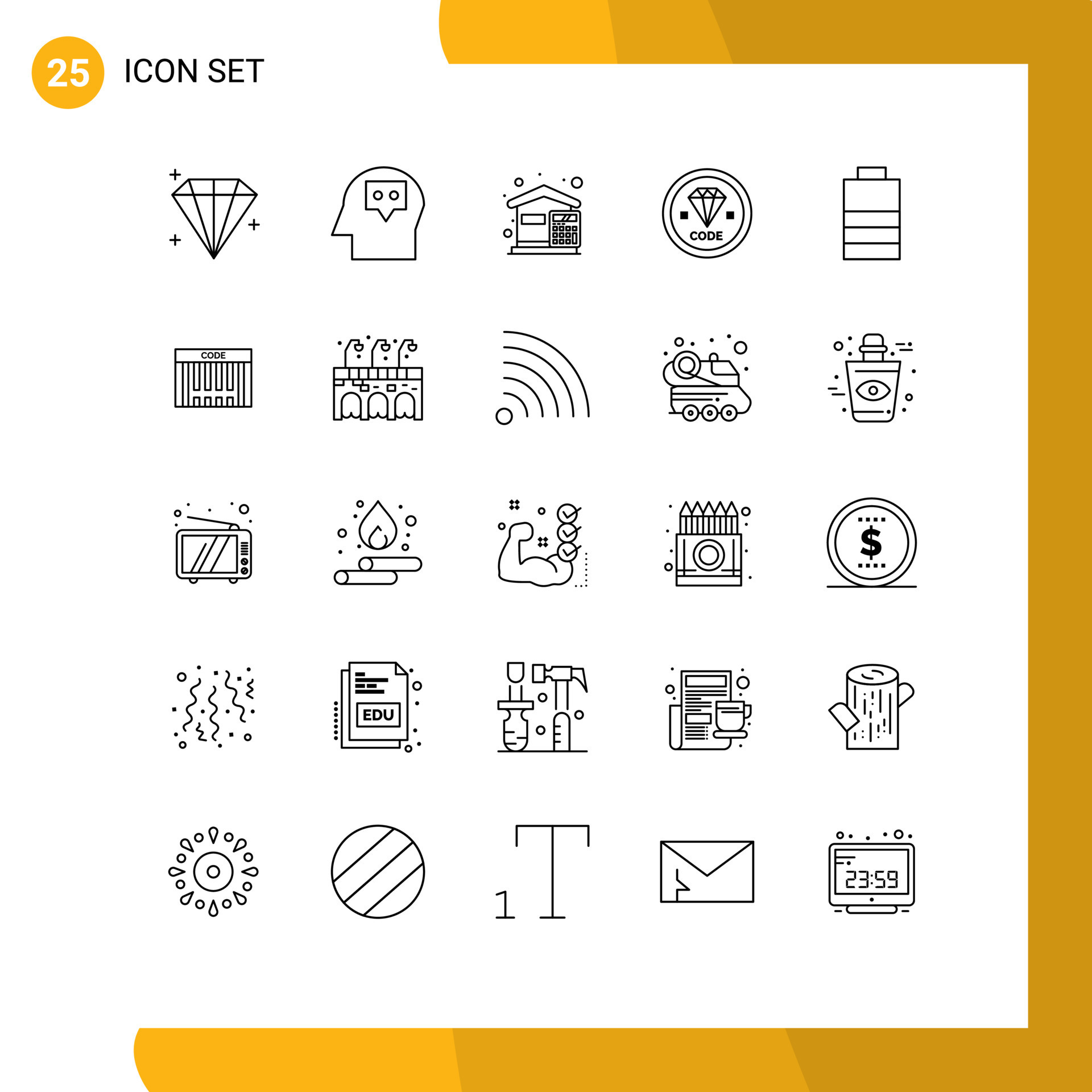 Mobile Interface Line Set of 25 Pictograms of electric programming ...