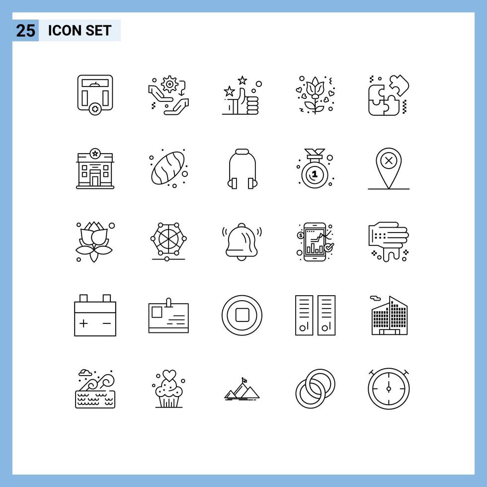 25 Universal Lines Set for Web and Mobile Applications business pieces setting rose flower Editable Vector Design Elements