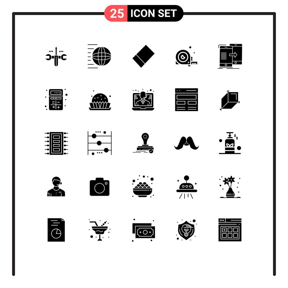 25 User Interface Solid Glyph Pack of modern Signs and Symbols of sync data transport tool construction Editable Vector Design Elements