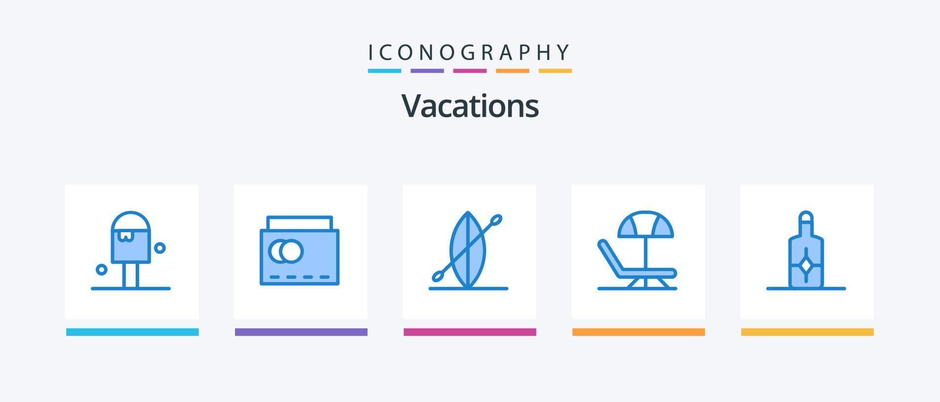 Vacations Blue 5 Icon Pack Including . cream. beach. beach. summer. Creative Icons Design vector