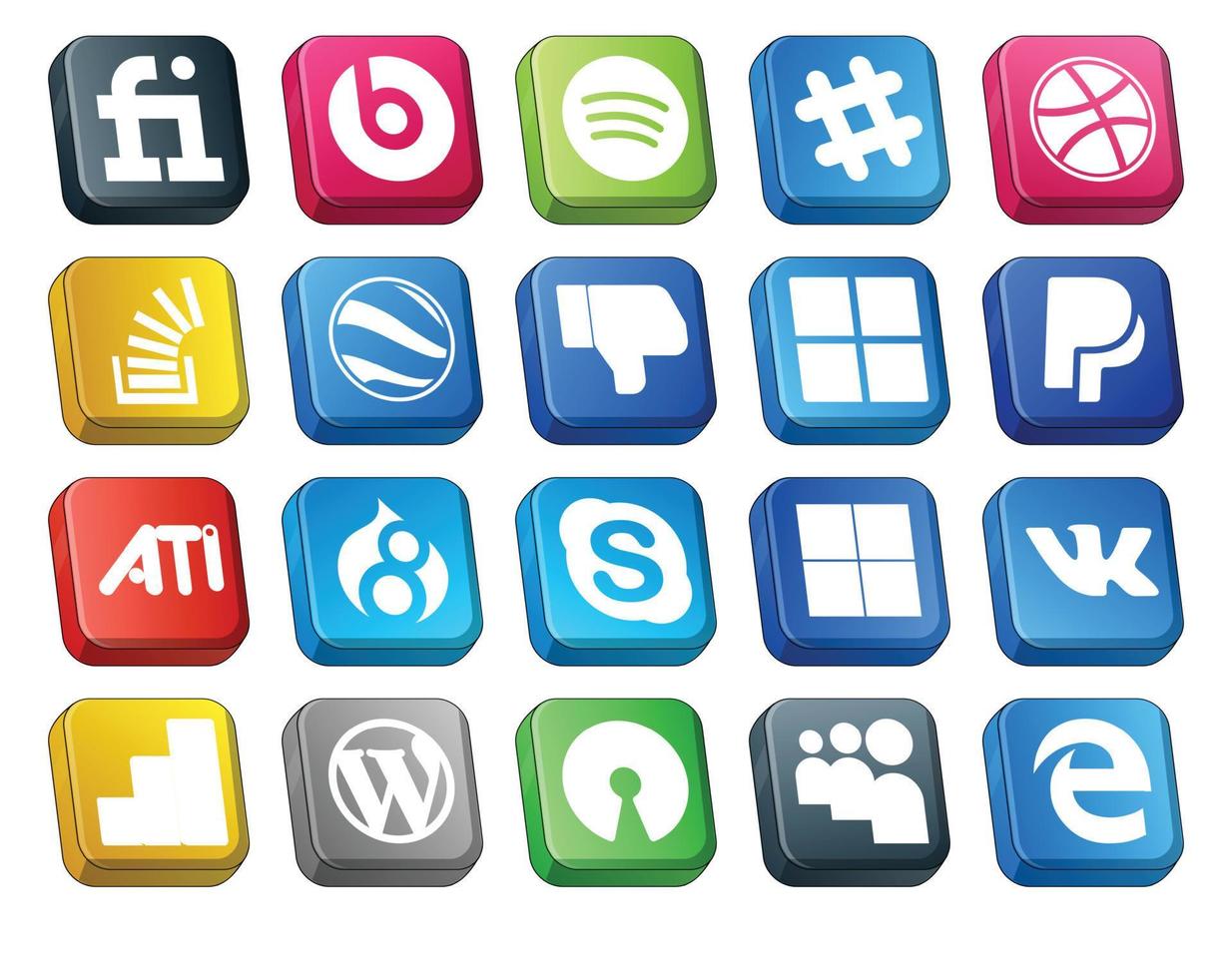 20 Social Media Icon Pack Including chat drupal stock ati microsoft vector