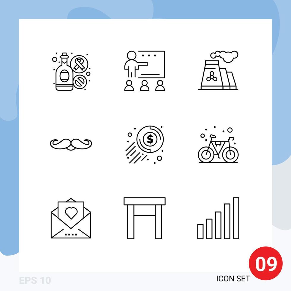 9 Universal Outlines Set for Web and Mobile Applications men movember students hipster smoke Editable Vector Design Elements