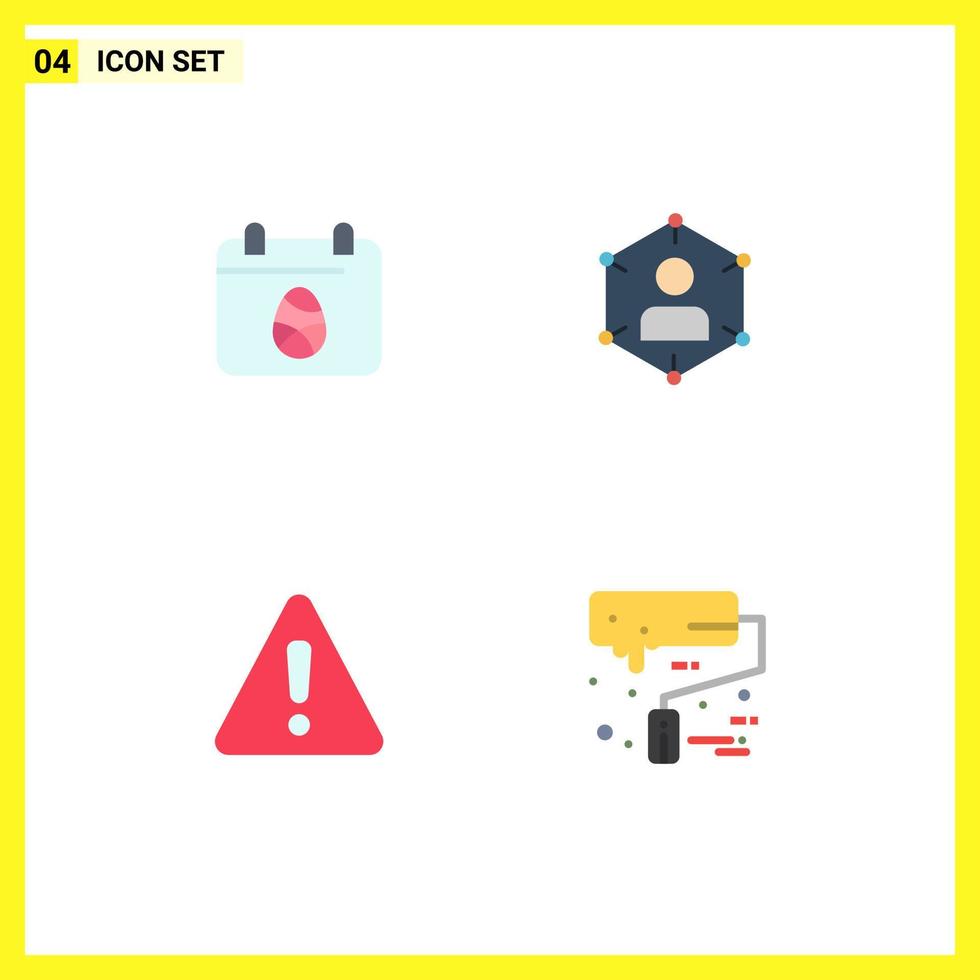 Group of 4 Flat Icons Signs and Symbols for calender social day network alert Editable Vector Design Elements