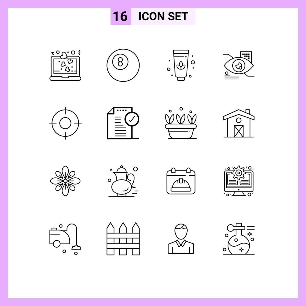 16 Universal Outlines Set for Web and Mobile Applications approve ui eye location basic Editable Vector Design Elements