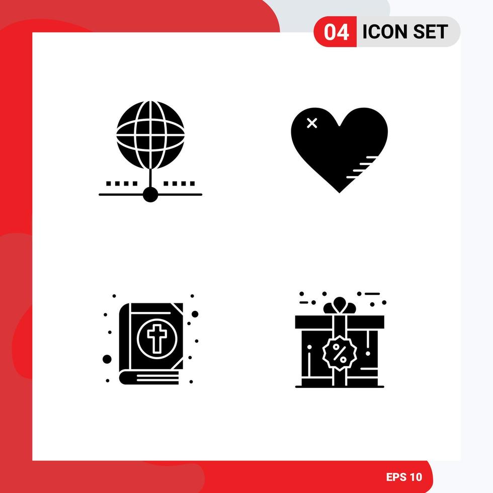 4 Creative Icons Modern Signs and Symbols of cloud report global love bible Editable Vector Design Elements