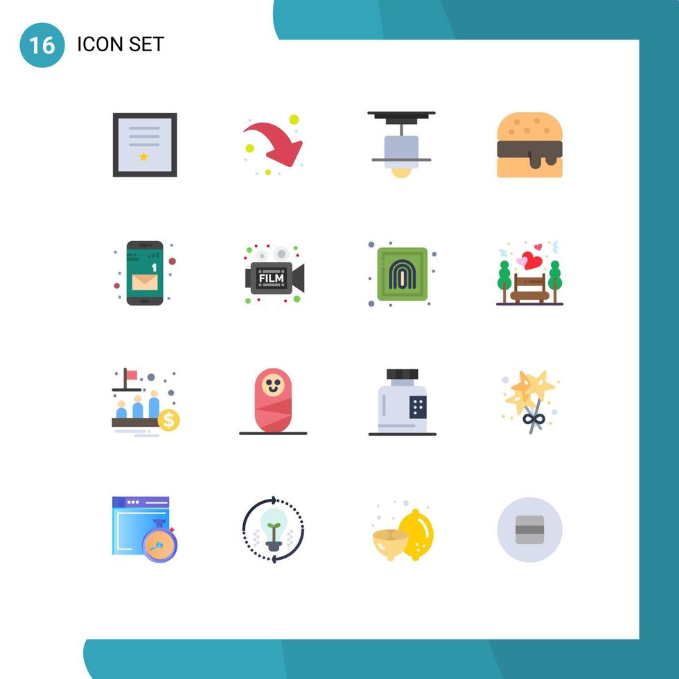 Set of 16 Vector Flat Colors on Grid for mobile app decor food light Editable Pack of Creative Vector Design Elements
