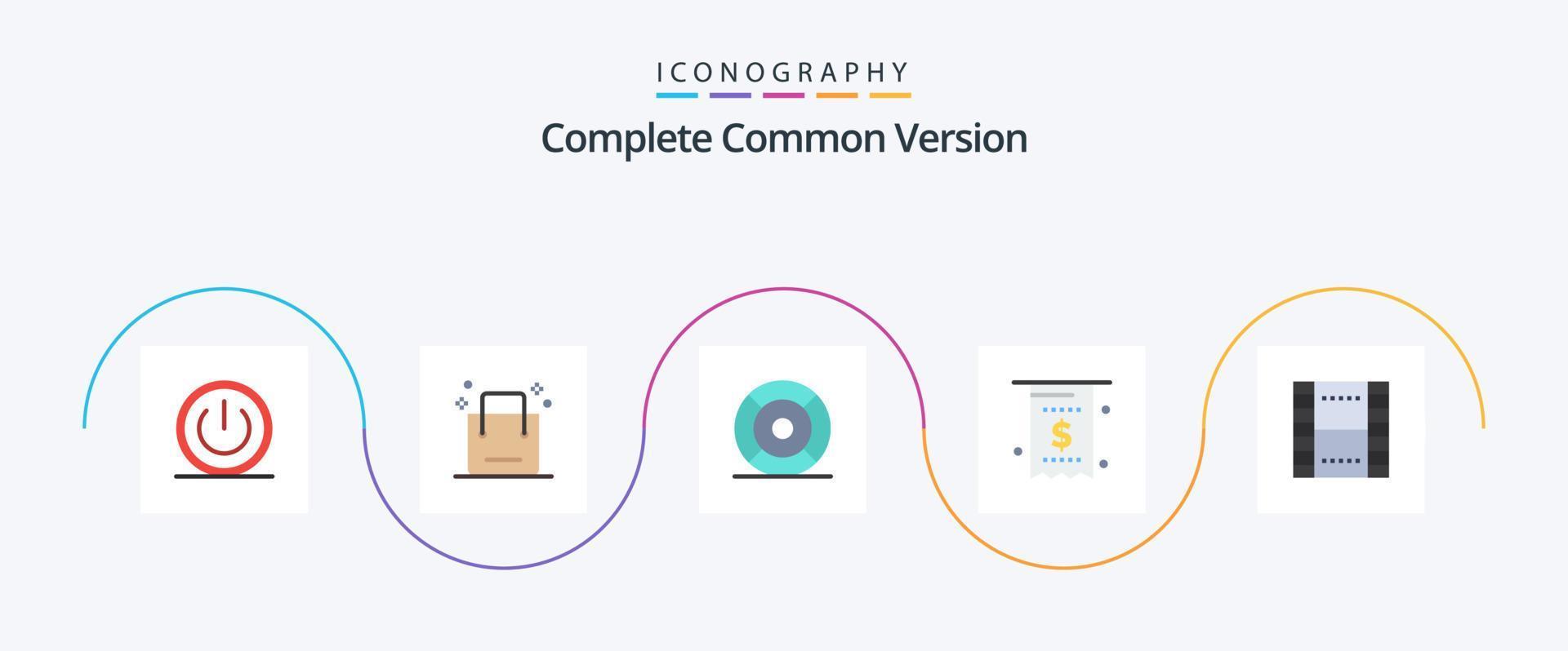 Complete Common Version Flat 5 Icon Pack Including invoice. bill. shop. ux. help vector