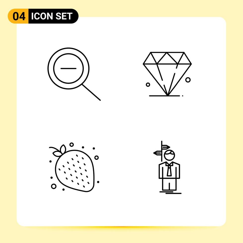 Universal Icon Symbols Group of 4 Modern Filledline Flat Colors of out arrow jewl strawberry choose Editable Vector Design Elements