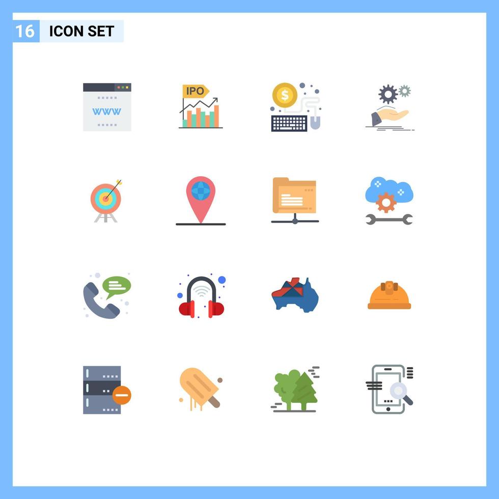 16 Thematic Vector Flat Colors and Editable Symbols of services idea offer hand economy Editable Pack of Creative Vector Design Elements