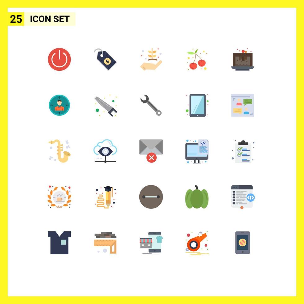 Set of 25 Modern UI Icons Symbols Signs for baking fruit tag cherry give Editable Vector Design Elements