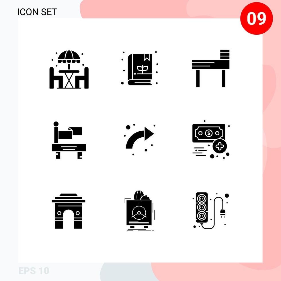 User Interface Pack of 9 Basic Solid Glyphs of up curved education arrows transportation Editable Vector Design Elements