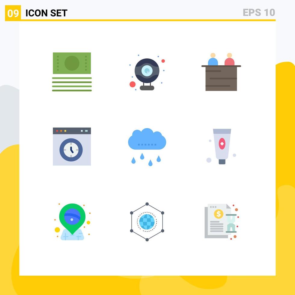 Set of 9 Modern UI Icons Symbols Signs for rainy cloud people test page Editable Vector Design Elements