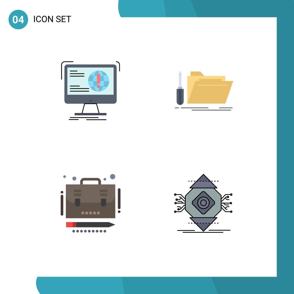 4 Flat Icon concept for Websites Mobile and Apps information service website tool case Editable Vector Design Elements