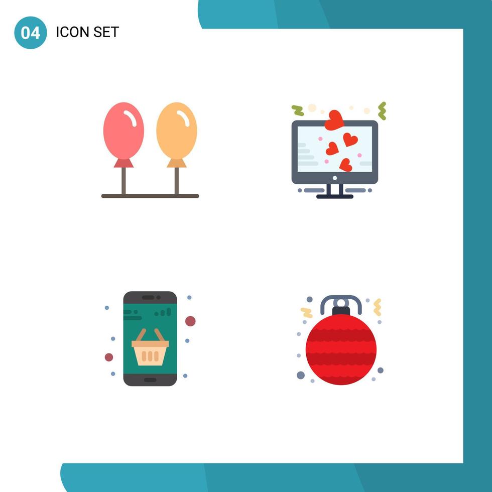 4 Thematic Vector Flat Icons and Editable Symbols of beach buy display love money Editable Vector Design Elements