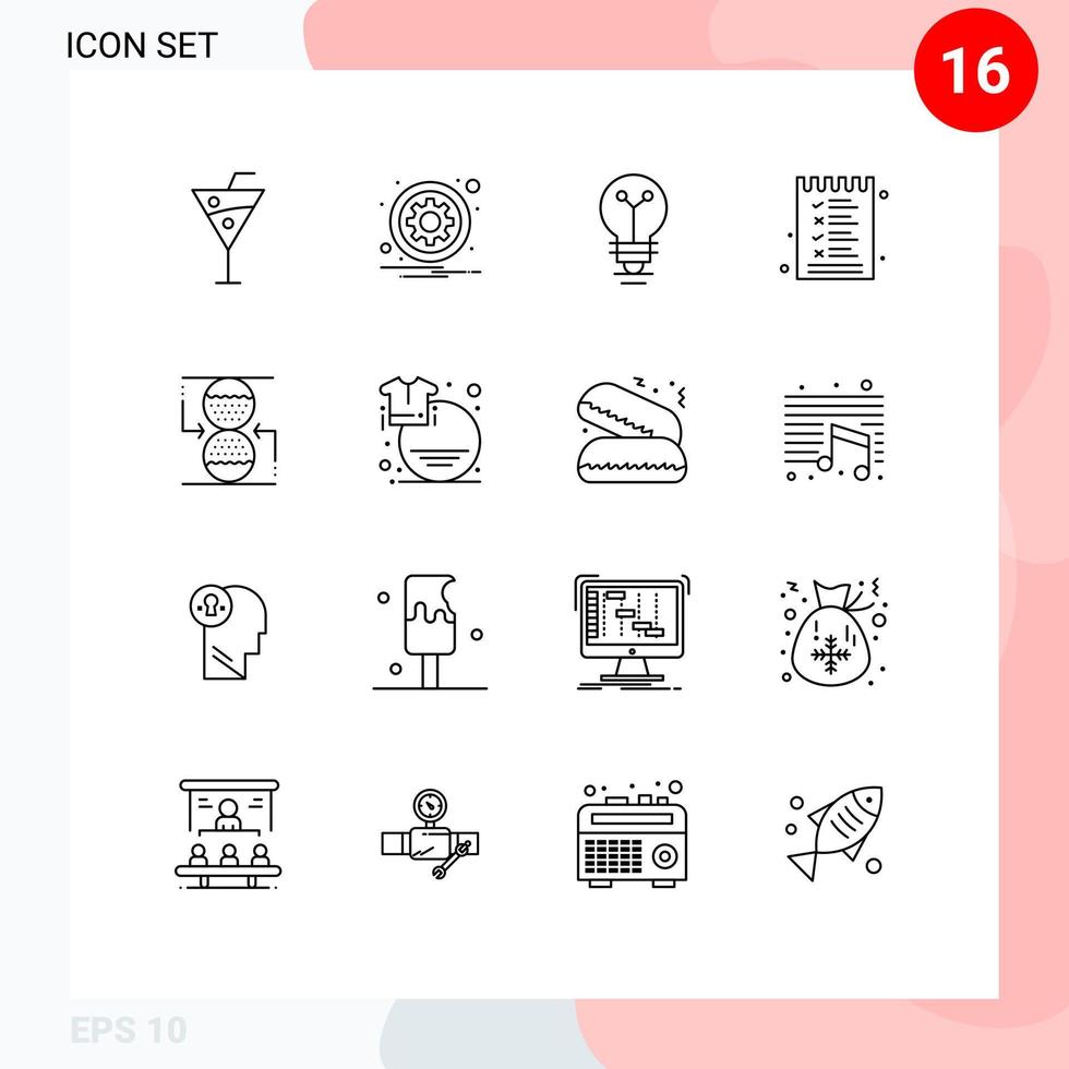 Outline Pack of 16 Universal Symbols of concentration menu options list biochemistry Editable Vector Design Elements