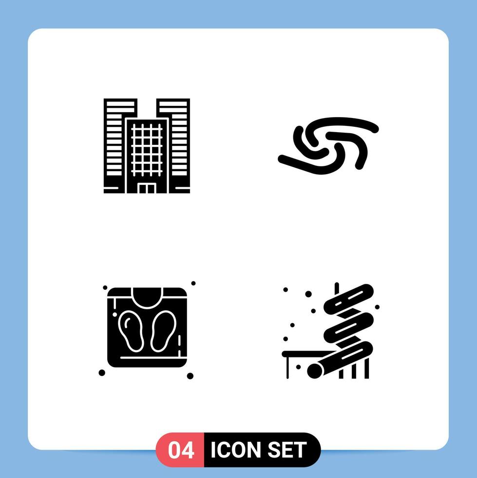 Pictogram Set of 4 Simple Solid Glyphs of building sauna syscoin crypto currency water Editable Vector Design Elements