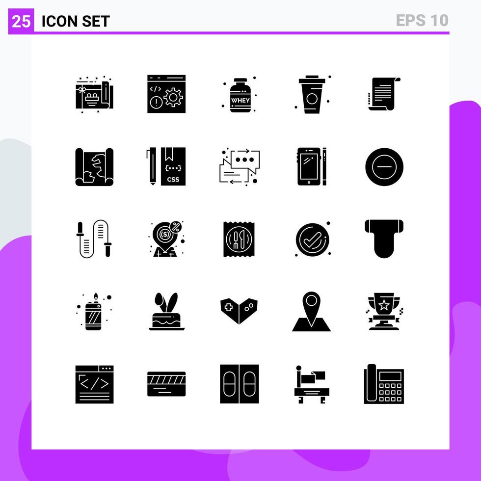 Set of 25 Modern UI Icons Symbols Signs for decree drinks nutrition drink coffee Editable Vector Design Elements