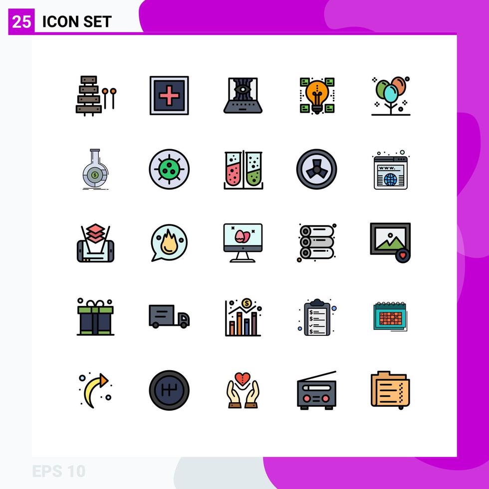 móvil interfaz lleno línea plano color conjunto de 25 pictogramas de compartir creativo pregunta tecnología Ingenieria editable vector diseño elementos