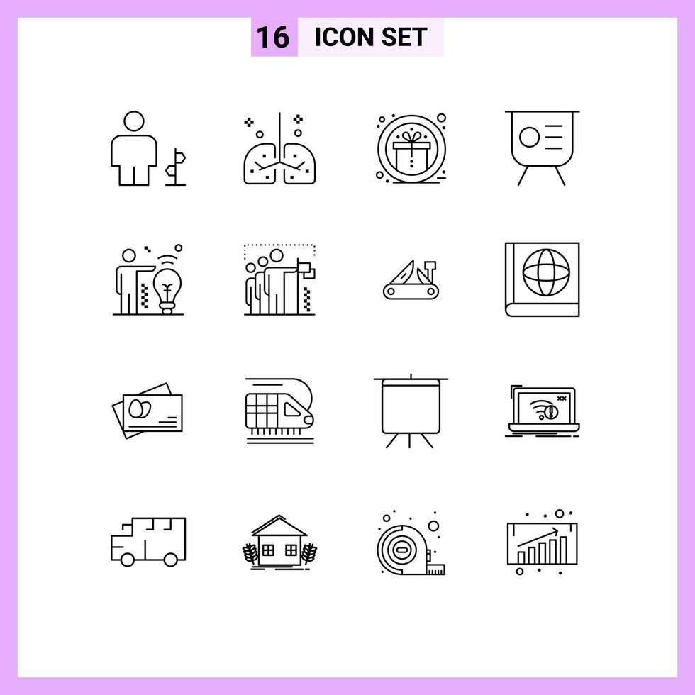 Outline Pack of 16 Universal Symbols of performance graph medical finance prize Editable Vector Design Elements