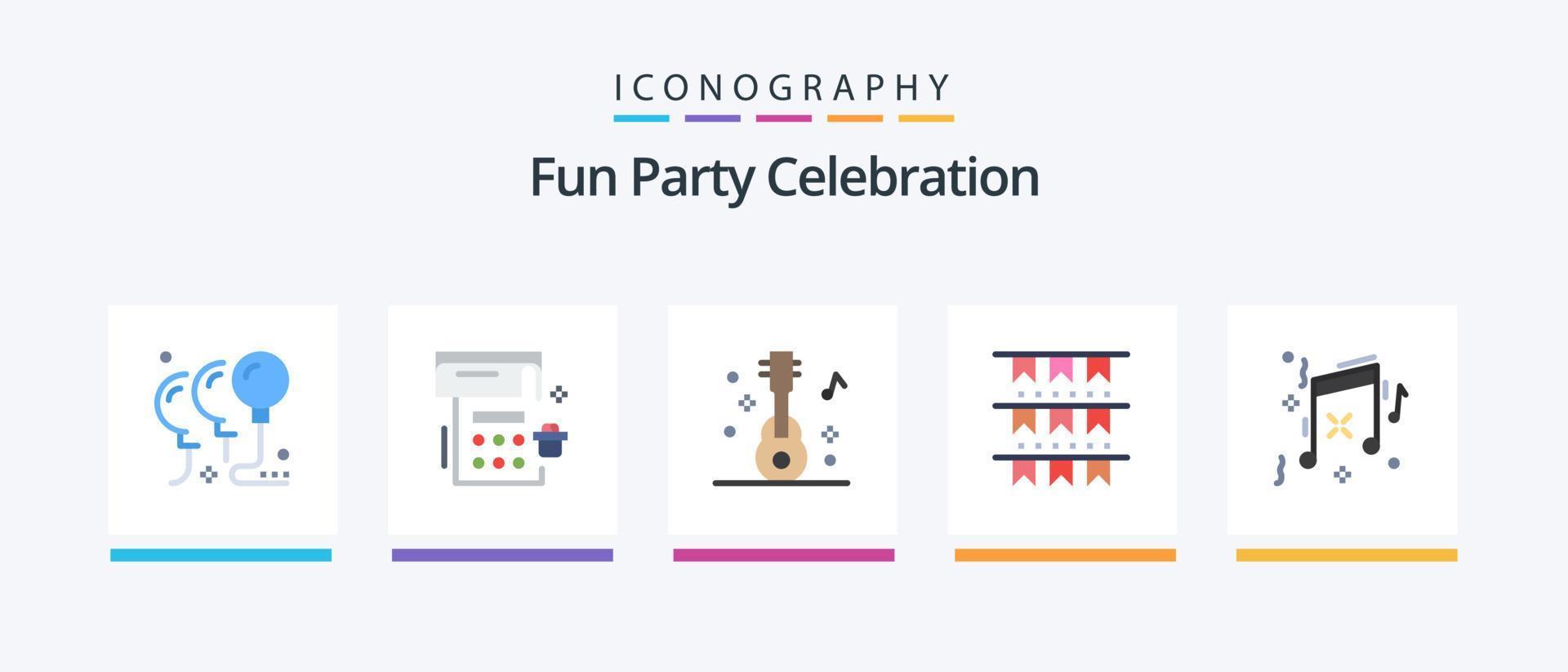Party Flat 5 Icon Pack Including music. party. audio. decoration. american. Creative Icons Design vector