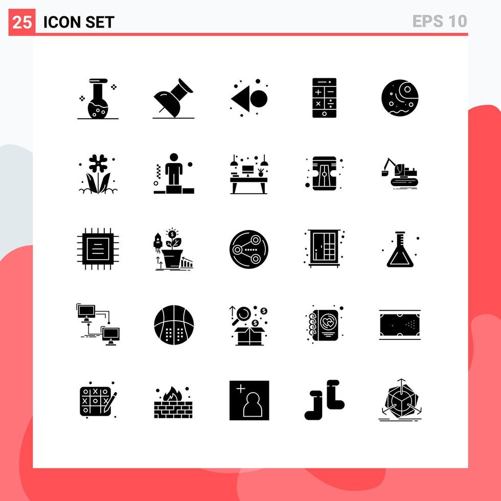 Set of 25 Commercial Solid Glyphs pack for flora giant rewind gas technology Editable Vector Design Elements