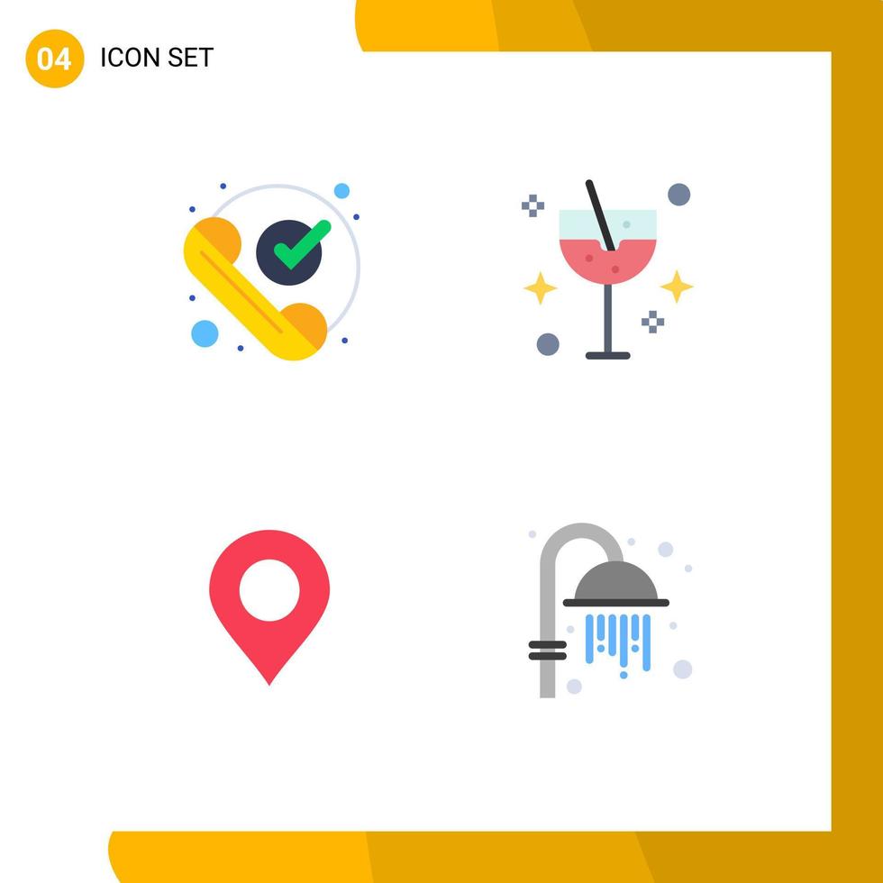 4 Creative Icons Modern Signs and Symbols of call map phone drink pin Editable Vector Design Elements