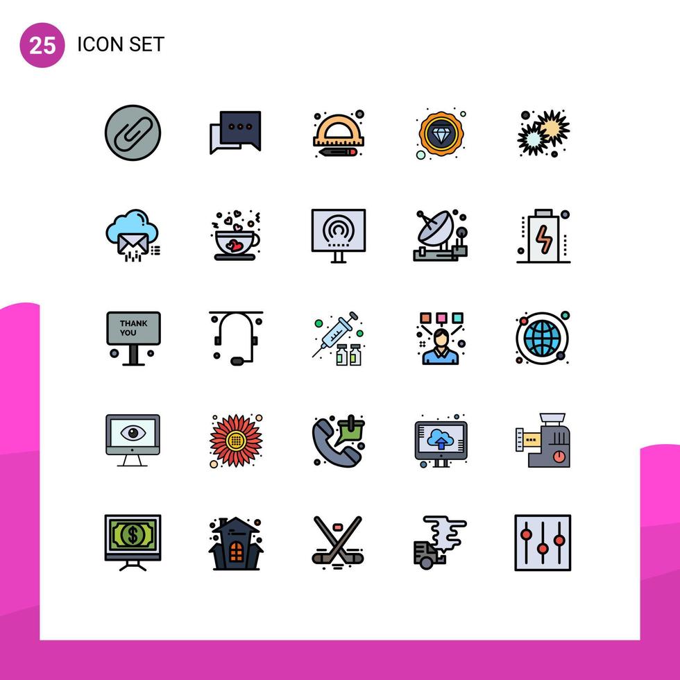 Modern Set of 25 Filled line Flat Colors and symbols such as star morning school shine badge Editable Vector Design Elements