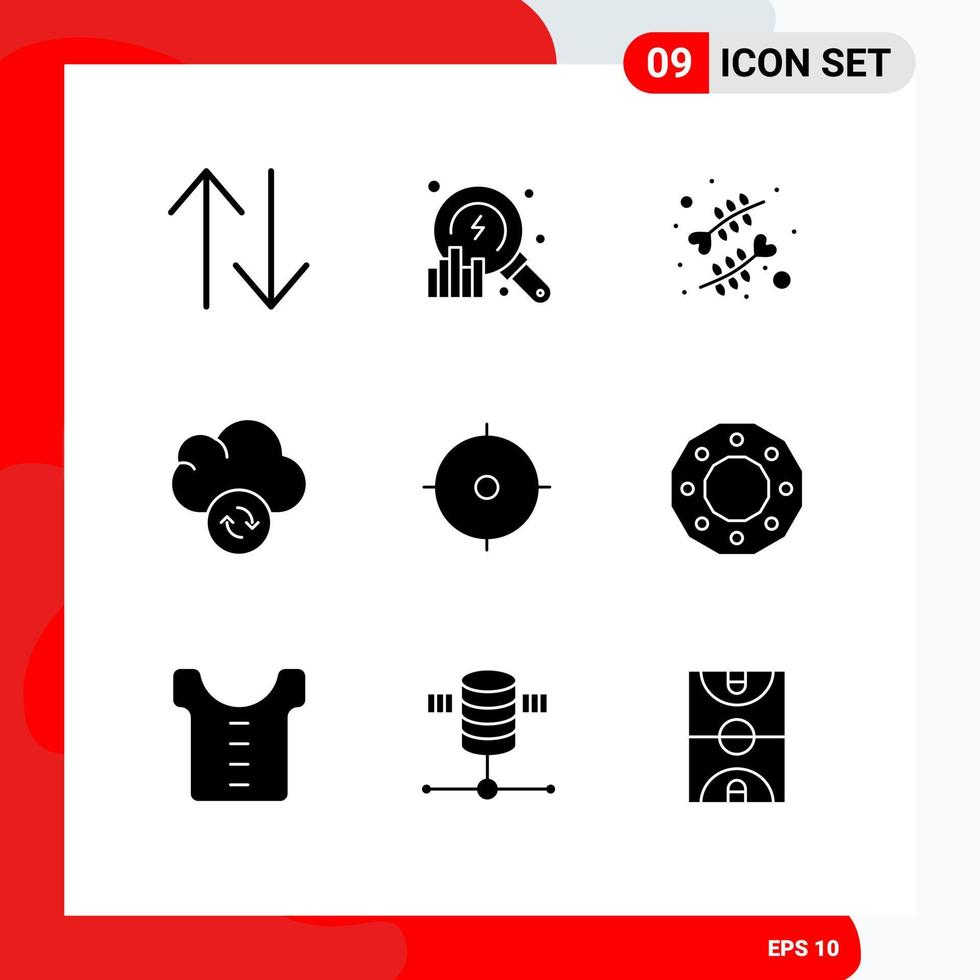 9 Solid Glyph concept for Websites Mobile and Apps aim target heart archer data Editable Vector Design Elements