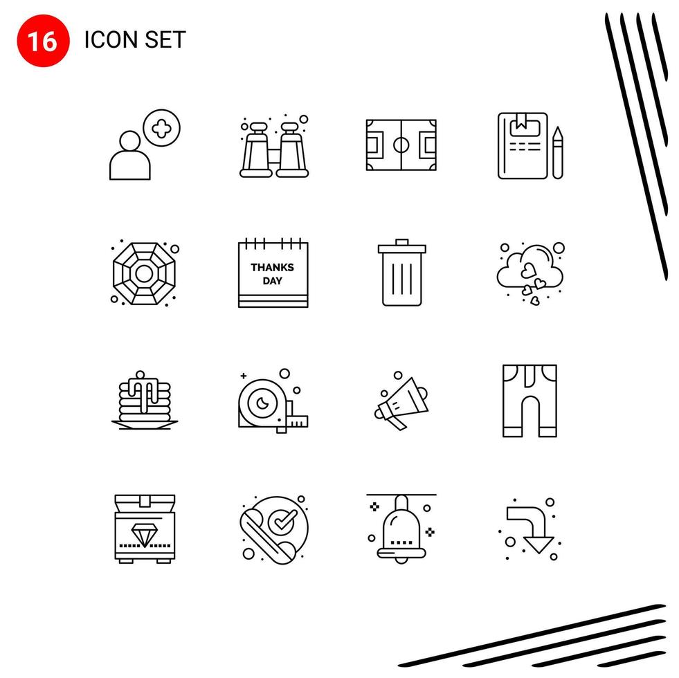 Outline Pack of 16 Universal Symbols of symbol china game pencil education Editable Vector Design Elements