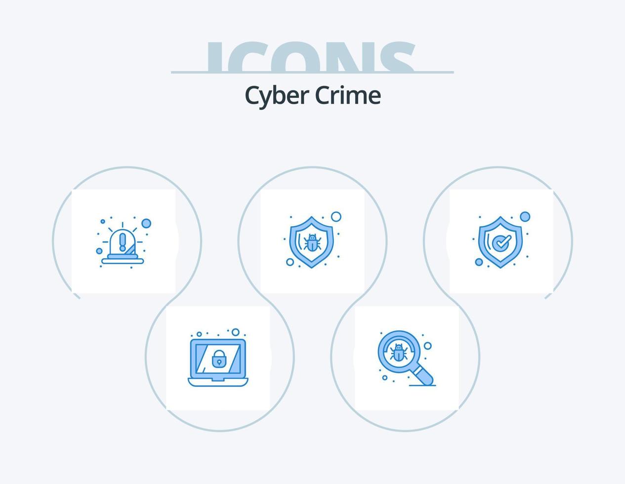 Cyber Crime Blue Icon Pack 5 Icon Design. shield. security. emergency. protect. antivirus vector