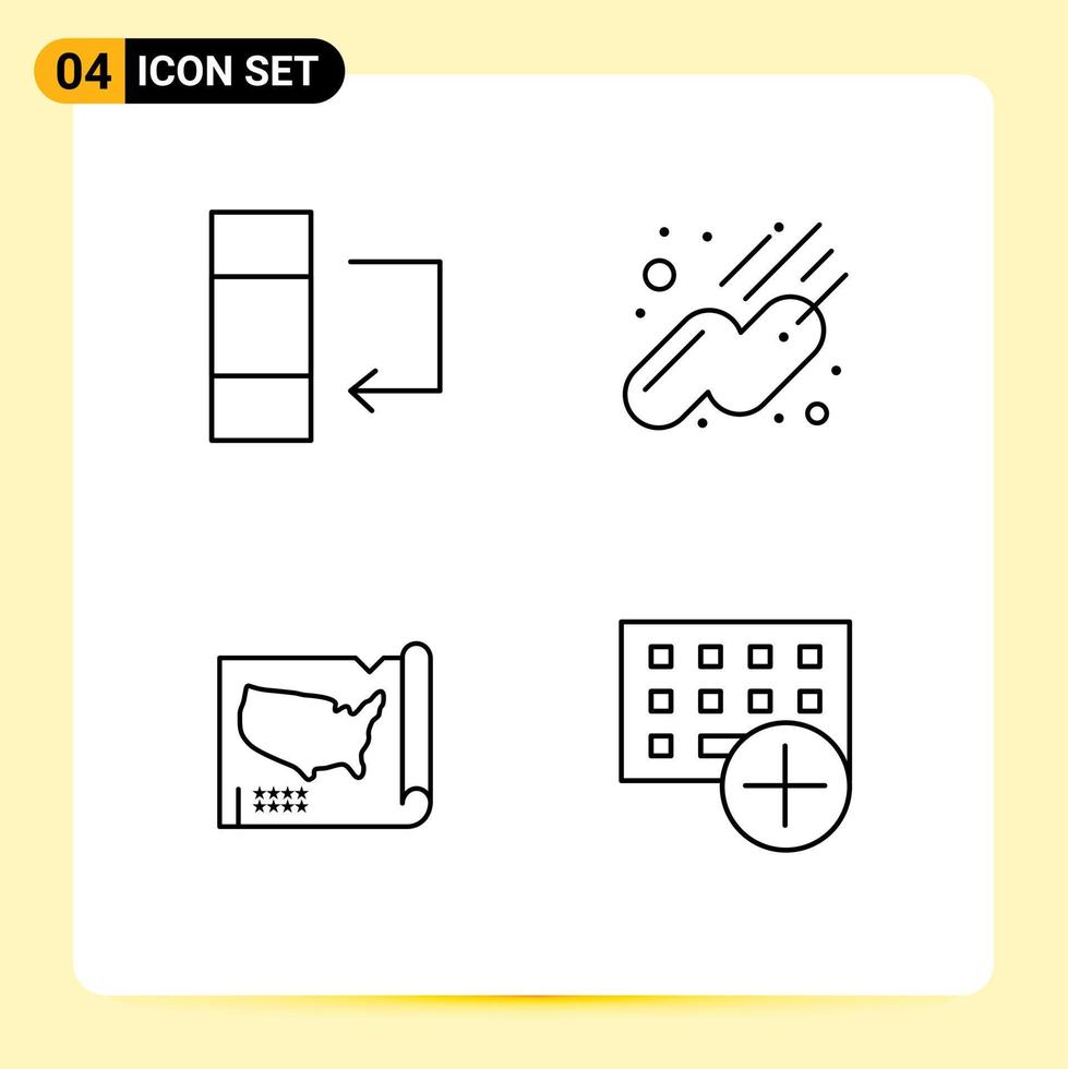 4 Universal Filledline Flat Colors Set for Web and Mobile Applications column usa satellite map computers Editable Vector Design Elements