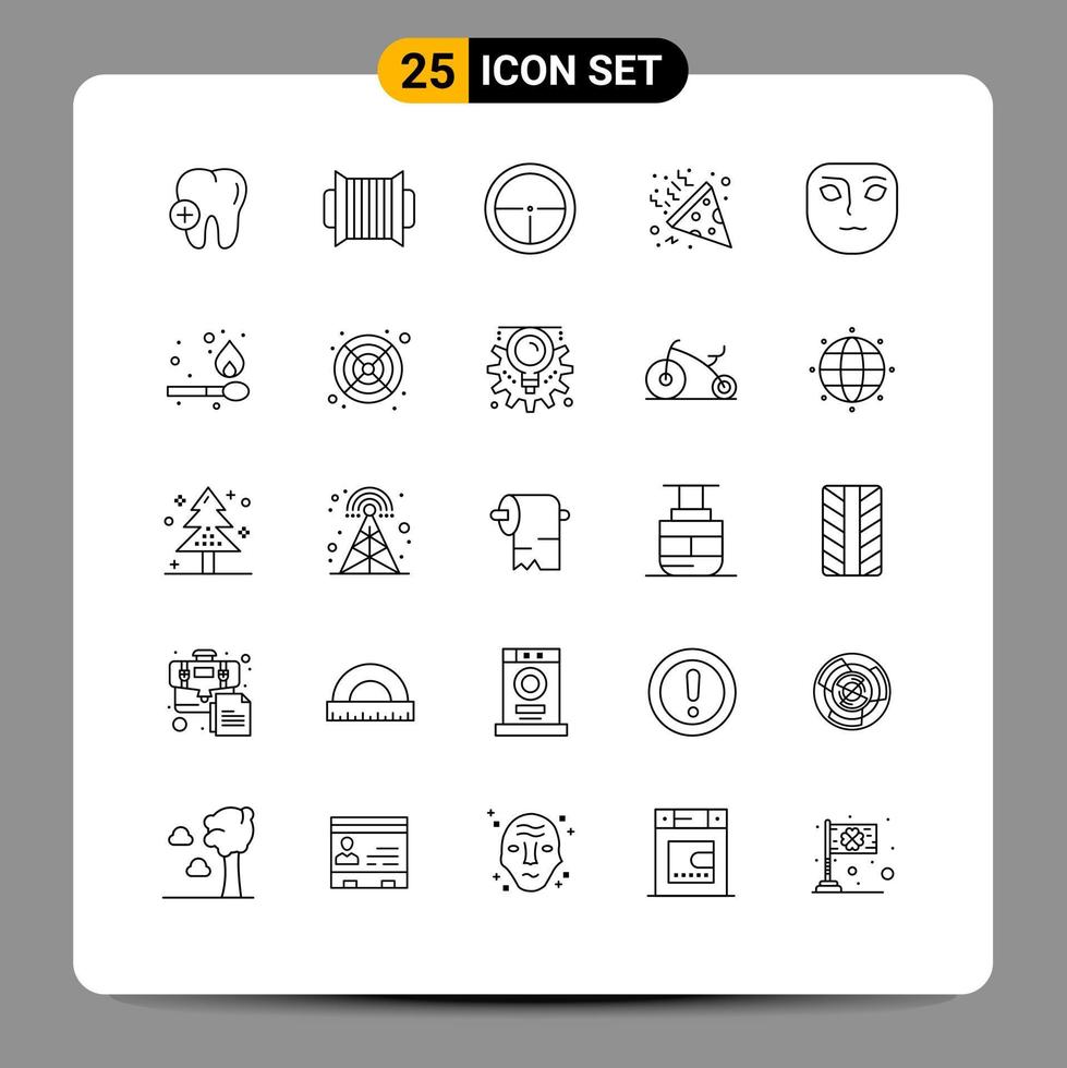 Universal Icon Symbols Group of 25 Modern Lines of thoughtful emotion badge night confetti Editable Vector Design Elements