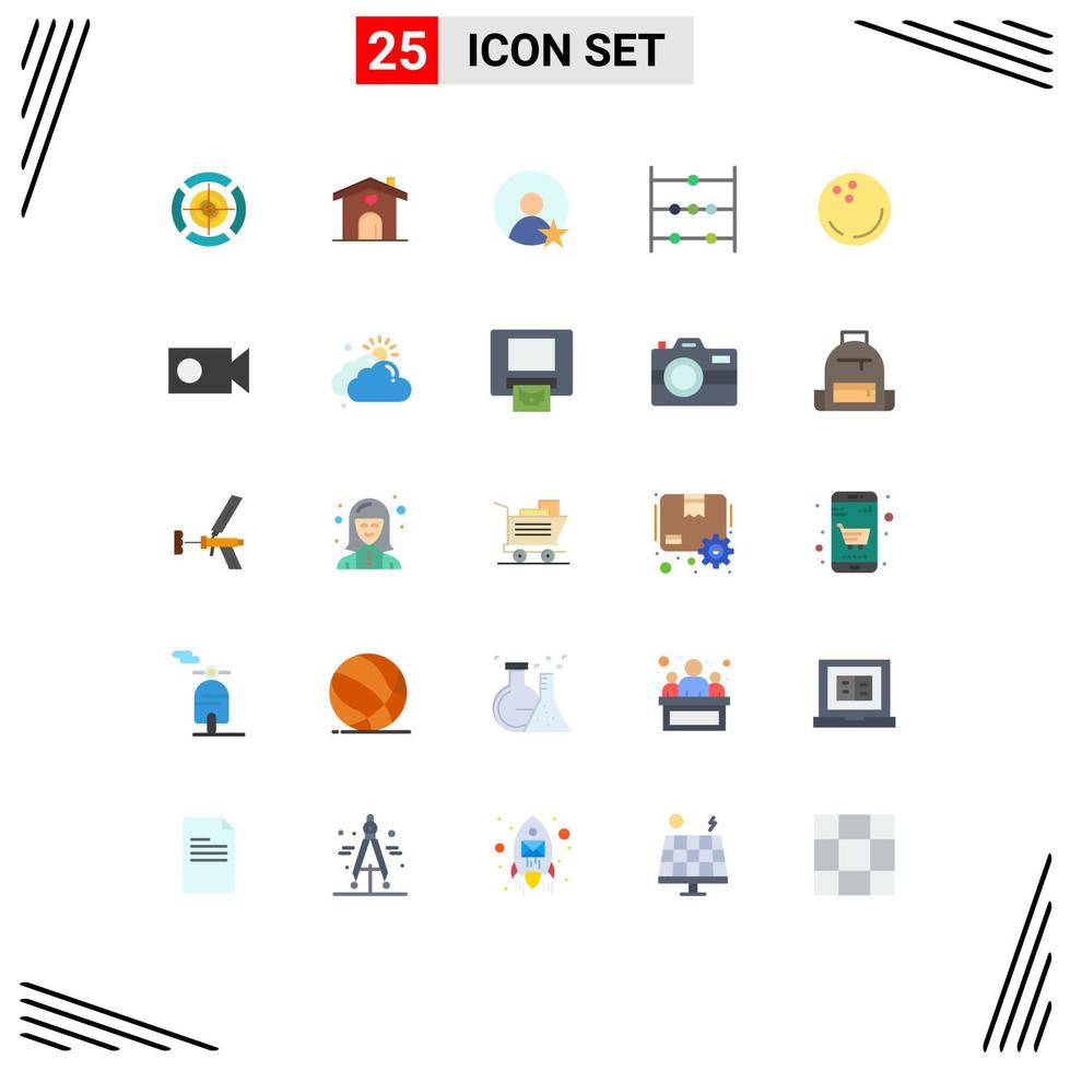 25 Universal Flat Color Signs Symbols of strike bowling rating ball math Editable Vector Design Elements