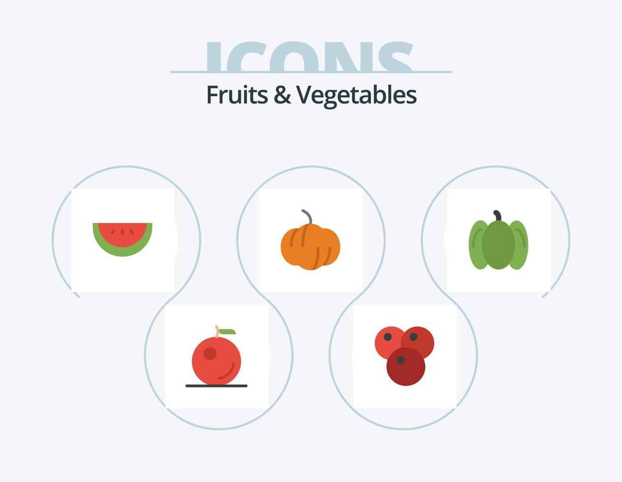 frutas y vegetales plano icono paquete 5 5 icono diseño. . calabaza. vector