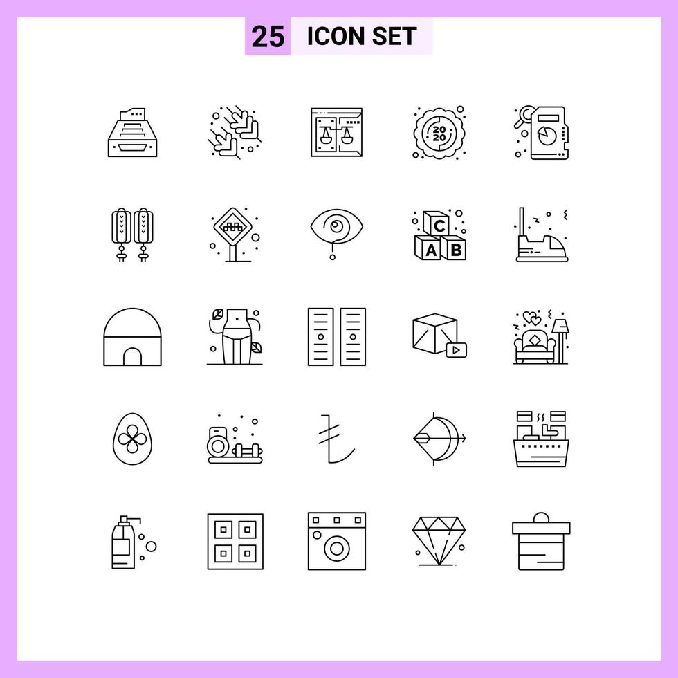 25 Thematic Vector Lines and Editable Symbols of sticker label supermarket law court Editable Vector Design Elements