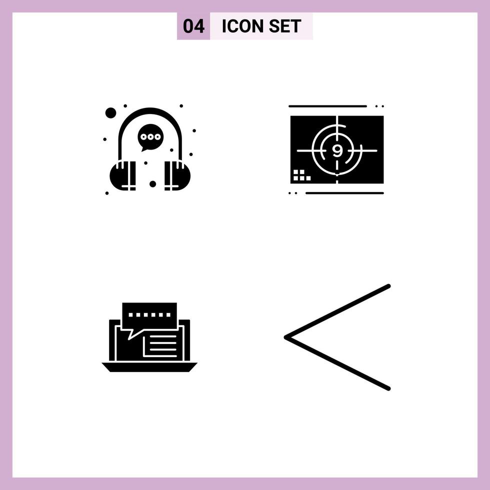 valores vector icono paquete de 4 4 línea señales y símbolos para burbuja estreno auricular película charla editable vector diseño elementos