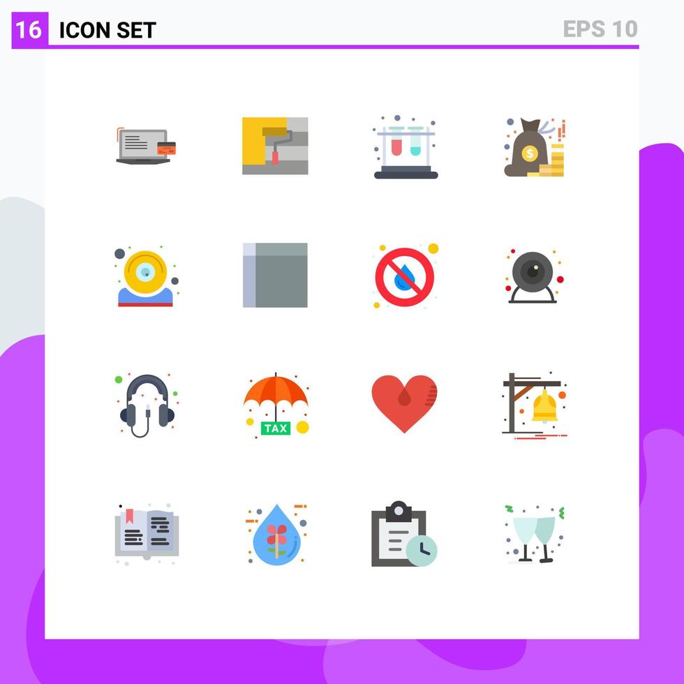 Universal Icon Symbols Group of 16 Modern Flat Colors of saving management tool bag education Editable Pack of Creative Vector Design Elements