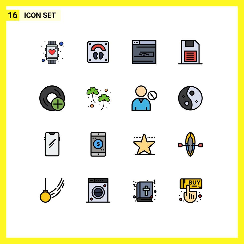 Set of 16 Vector Flat Color Filled Lines on Grid for sd card memory chip wellness memory card website Editable Creative Vector Design Elements